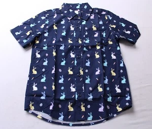 The Children’s Place Boys Bunny Poplin Button Up Shirt AP2 Tidal Medium (7-8) - Picture 1 of 3