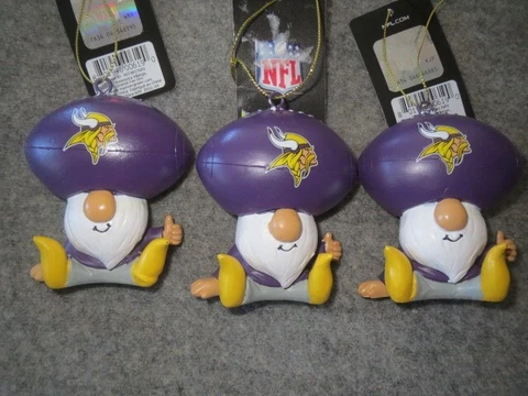 Lot 3 Minnesota Vikings NFL Official Mascot Ornaments, NWT, 2022 Cover