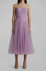 Zac Posen Women's Purple Tulle Pleated Sleeveless A-Line Dress LILAC $695 NWT - Picture 1 of 4