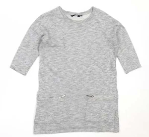 New Look Womens Grey Round Neck Cotton Blend Tunic Size 8 - Picture 1 of 12