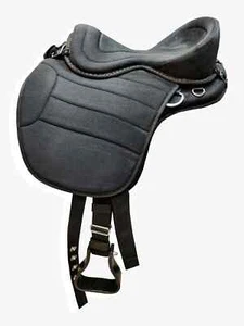 Black Treeless Synthetic Suede Freemax Horse English Saddle In 14 Sizes F/Ship. - Picture 1 of 5