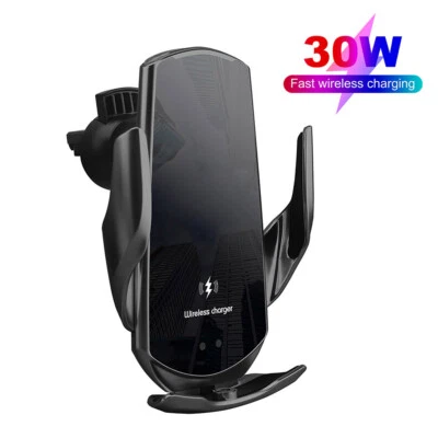 30W Fast Wireless Car Charger Mount Auto Clamping Air Vent Phone Holder Bracket - Image 1 of 4