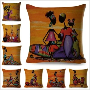 Orange Abstract Painting Africa life Collection African Woman Home Decor Pillow - Picture 1 of 38