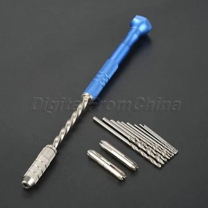 Mini mandril de taladro manual semiautomático azul espiral + 10 piezas herramienta de brocas de giro - Imagen 1 de 12