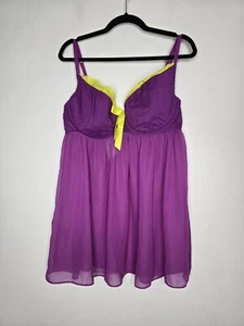 Cacique 22/24 NWT Purple Green lingerie Underwire Babydoll - Picture 1 of 10