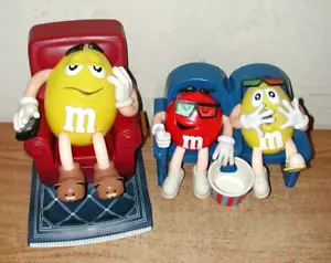 MARS INC. M&M FIGURES ON RECLINING CHAIR & AT 3D MOVIE THEATER CANDY DISPENSERS - Picture 1 of 14