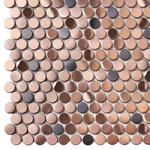 Copper Black Penny Round Mosaic Tiles - Elegant Art Deco for 5 Sq. Ft. Coverage - Picture 1 of 11