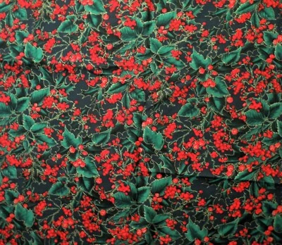 Tela Fabri-Edredón “Ediciones Holiday” Patrón 980 Acebo 1 Pieza 1.5 Yardas Foto 1 de 2