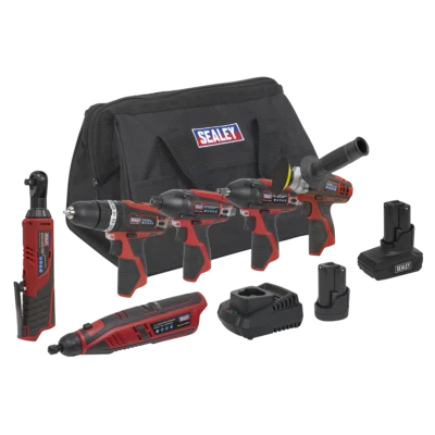 Sealey SV12 Series 6 x 12V Ergonomic Cordless Power Tool Combo Kit CP1200COMBO2 - Image 1 of 4