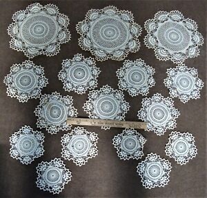 Round Crocheted Doilies, Vintage Lot of 16 