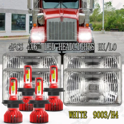 4X 4x6" LED Headlights For Kenworth T800 T400 T600A W900 Freightliner Classic XL - Image 1 of 4