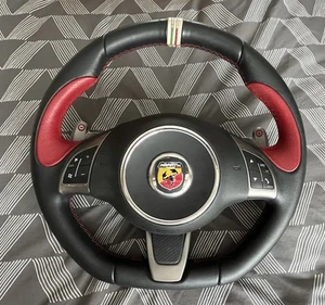 Genuine Fiat 500 Abarth Steering Wheel Red And Black Automatic With Paddles - Picture 1 of 9