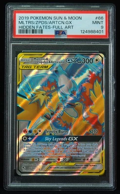 Moltres & Zapdos & Articuno GX Tag Team 66 PSA Mint 9 Hidden Fates Pokemon Card - Image 1 of 4