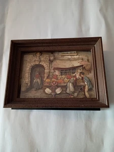 Vintage 1966 Anton Pieck 3D Diorama Shadow Box Framed Art Street Market Scene NY - Picture 1 of 10