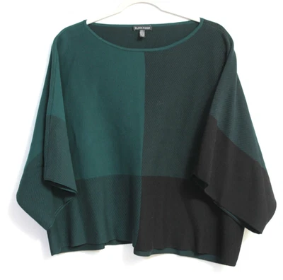 Eileen Fisher Sweater/Blouse 2 Tone Green Material Wide 3/4 Sleeves Size Large - Image 1 of 4