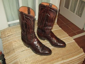 De Colección Botas de Vaquero Lucchese San Antonio Negro Cereza Cabra Puntera Francesa Para Hombres 7.5 D - Imagen 1 de 13