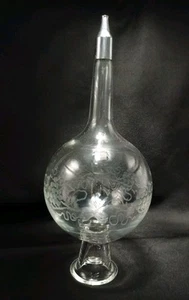 Vintage Blown Glass Wine Thief w/Etched Grapes Vines Vineyard Antique 12" RARE - Picture 1 of 12