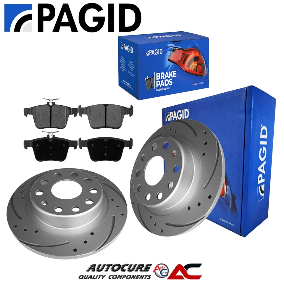 FOR AUDI A3 (MK3) PAGID REAR DRILLED & GROOVED COATED BRAKE DISCS & PADS SET - Image 1 of 1
