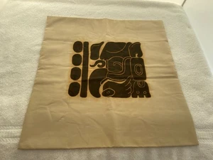 Vtg Mayan Date Glyph Hieroglyph Ink On Fabric Cloth Quirigua Guatemala Dk Brown - Picture 1 of 5