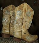 Cruzatta Boots Womens 8.5 W Brown Blue Leather 
