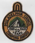 1910-1960 50 years Camping Award Philadelphia Council BSA Patch BK Bdr. (GLUE ON