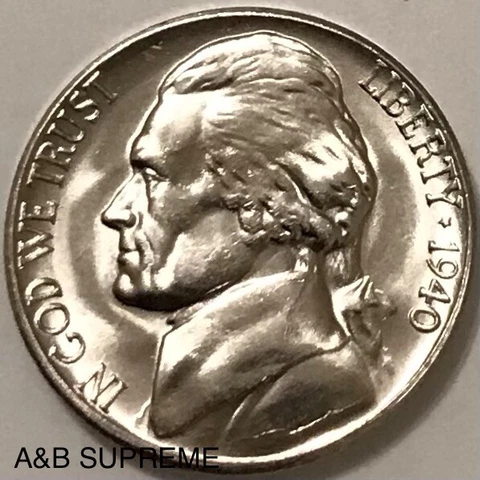 1940 S Jefferson Nickel Gem Bu Uncirculated Cover