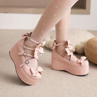 Women's Platform Lolita Fashion High Heels Ankle Strap Shoes Girls Pumps Preppy