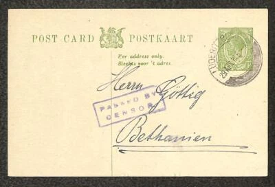 SUDÁFRICA H&G 4 TARJETA POSTAL PRIMERA GUERRA MUNDIAL MILITAR LUDERITZBUCHT NAMIBIA CENSURADA 1919 Foto 1 de 2