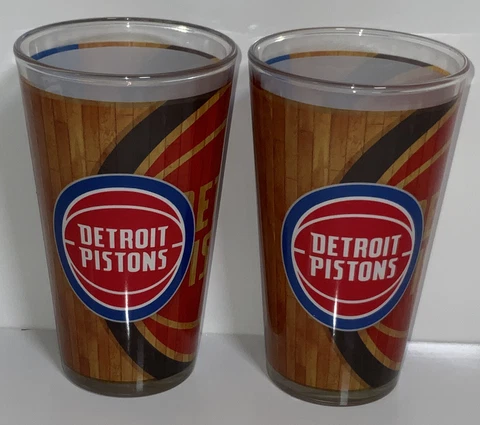 Detroit Pistons NBA 16oz Pint Beer Glass Set of 2 Brand New Cover