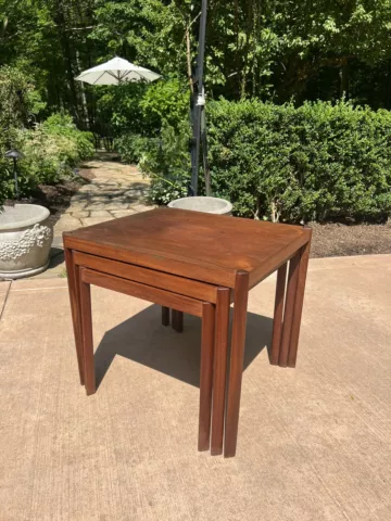 Vintage Hans Olsen LH Denmark Mid Century Danish Teak Nesting Tables 60’s Cover