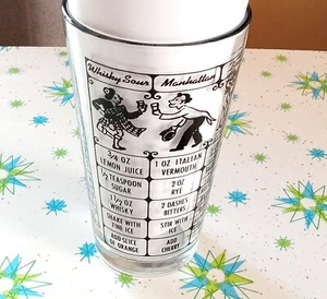 Vintage Federal Glass Mixed Drink Cocktail Recipe Barware MCM Graphics - Picture 1 of 12
