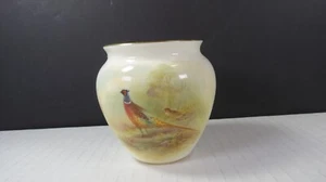 Antike Royal Worcester Porzellan Vase 2491 handbemalt Fasan Design 3" - Bild 1 von 6