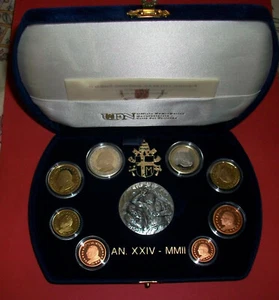 VATICANO Divisional Series 2002 SET of 8 coins + Pope John Paul II medal PROOF - Foto 1 di 1