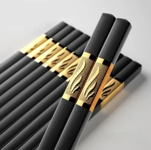 5-10 Pair Top Quality Fiberglass Alloy Chopsticks Non-slip Engraved Resistance - Picture 1 of 29