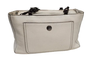 vtg Coach Leather Purse Handbag Bag Chelsea Stone White Pebbled  Top Handle Med - Picture 1 of 24