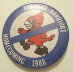 Brainerd Minnesota Warriors Homecoming 1988 Pinback Button - Picture 1 of 3