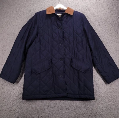 Chaqueta De Colección LAUREN Ralph Lauren Para Hombre PEQUEÑA Azul Acolchada Marrón Borde Pana Foto 1 de 4