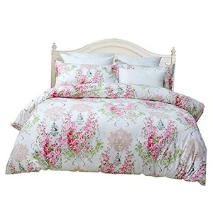 Duvet Cover Flower Duvet Cover 3 Piece Set 100% Cotton Girls Bedding Full Pink - Picture 1 of 8
