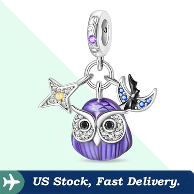 KUNSIR 925 Sterling Silver Charm for Bracelet Mystical Night Elf Glow Pendant - Image 1 of 4