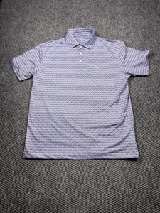 Rhoback Polo Shirt Mens Large Blue White Stadium Print Golf Performance Athletic - Picture 1 of 8