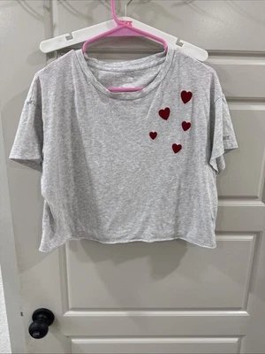 РОЗОВЫЙ Victoria's Secret бархата сердца серый укороченный верхний размер M средний - Изображение 1 из 4