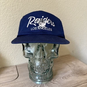 Los Angeles Raiders Script Spell Out Navy Blue 80s VTG SnapBack Hat Cotton Flaw - Bild 1 von 13