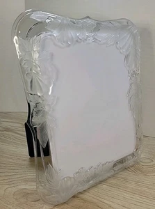 Vintage MIKASA Large Etched Crystal Picture Frame 8X10 Photo Seashell Floral 90s - Picture 1 of 18