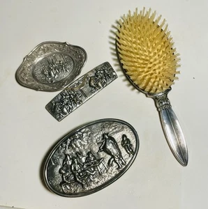 Juego de tocador vintage plateado Repousse Dinamarca Jorgen Th Steffensen Hans Jensen - Imagen 1 de 12