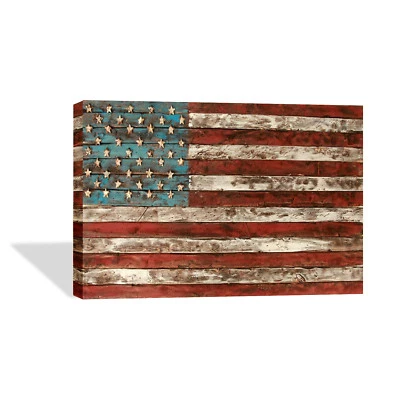 United States of America Flag Vintage Canvas Print Decorative Wall Art Modern  - Image 1 of 4