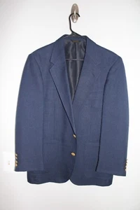 VINTAGE NAVY-BLUE FARAH GOLD METAL BUTTON BLAZER JACKET sz 42S sport coat 40S - Picture 1 of 5