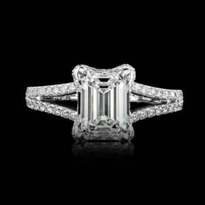 Diamond Ring IGI Certified Lab Grown CVD Emerald 2.80 Ct 950 Platinum - Picture 1 of 11