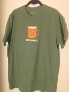 Patagonia Live Simply Green Short Sleeve Shirt Organic Cotton Coffee Mens Size L - Picture 1 of 10