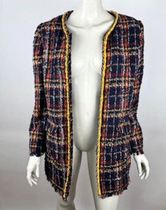 Chicos Playful Tweed Jacket Women 2 Large 12 NWT Open Front Lined Long Sleeve - Picture 1 of 16