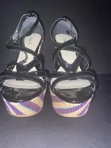 QUPID Caged Strappy Faux Leather Wedges Fashion High Heels Platform Sandals - Picture 1 of 8